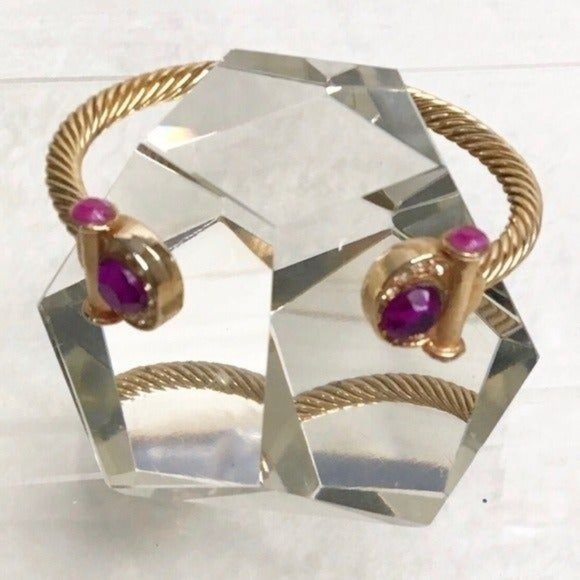 Bold Gold & Purple  Elegant  Earrings & Bracelet Jewelry Set - Picture 8 of 10